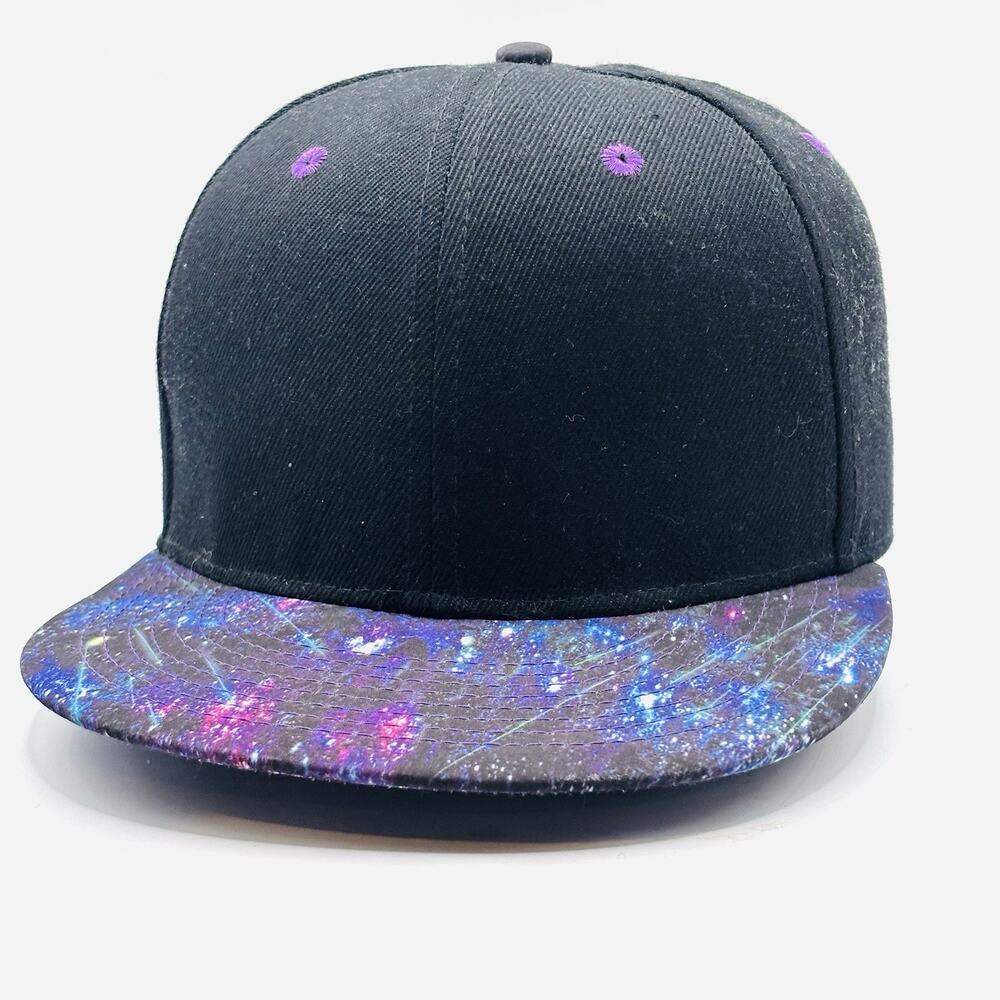 Wuke Black Snapback Hat With Galaxy Print Brim Adjustable Wookie Rave Festival